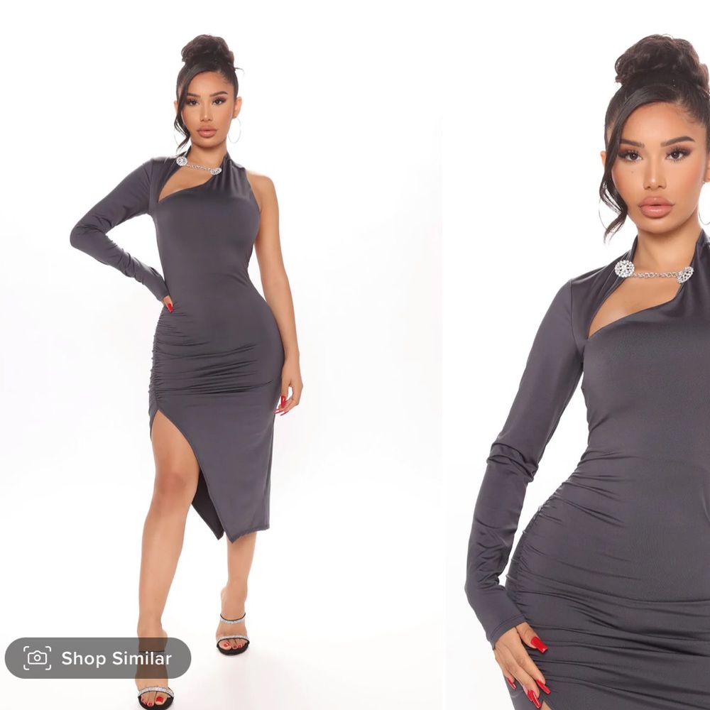 Gray One Shoulder Dress